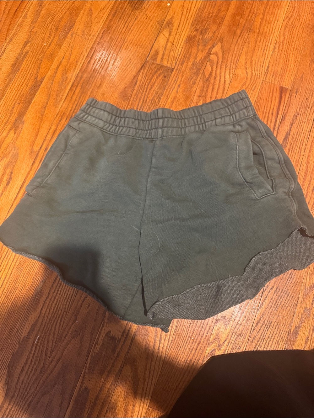 aerie oversized green sweat shorts